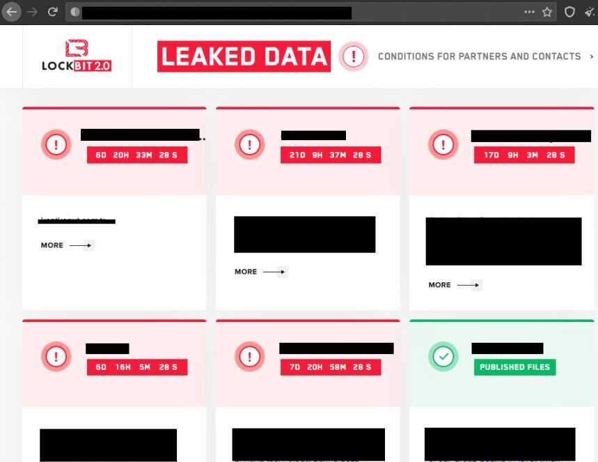 Figure 3. A screenshot of LockBit 2.0’s leak site