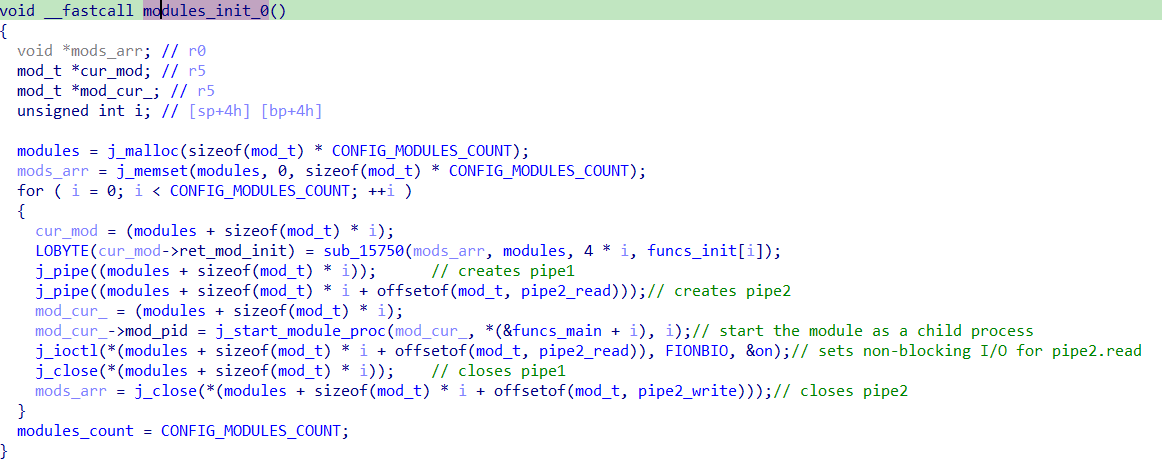 The function that initializes the modules