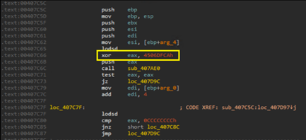 Figure 9. The XOR key LockBit 3.0 uses for renaming APIs