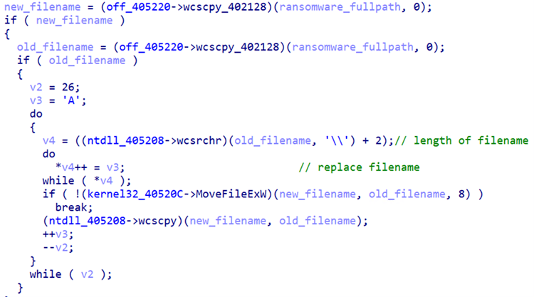 Figure 19. LockBit 3.0 renaming the ransomware file multiple times 
