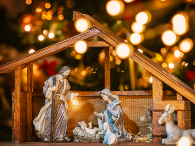 Baby Jesus in a manger nativity set