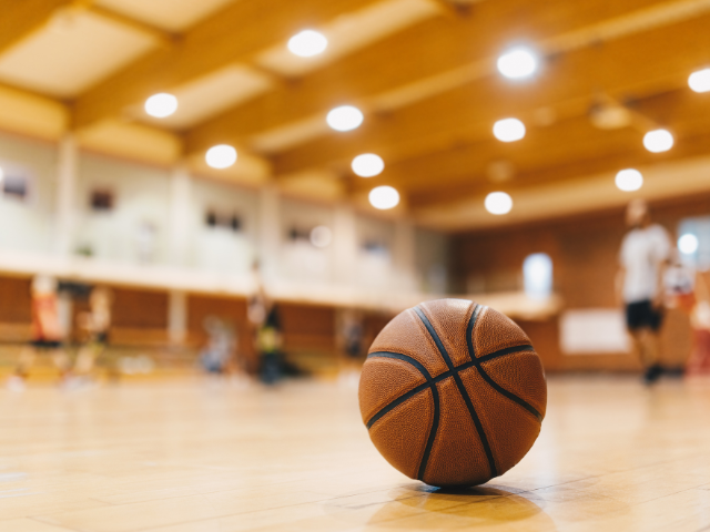 basketball on the gym floor