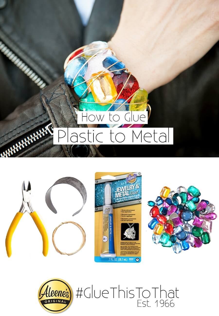 Aleene's Original Glues - How to glue plastic to metal: DIY Jeweled Cuff
