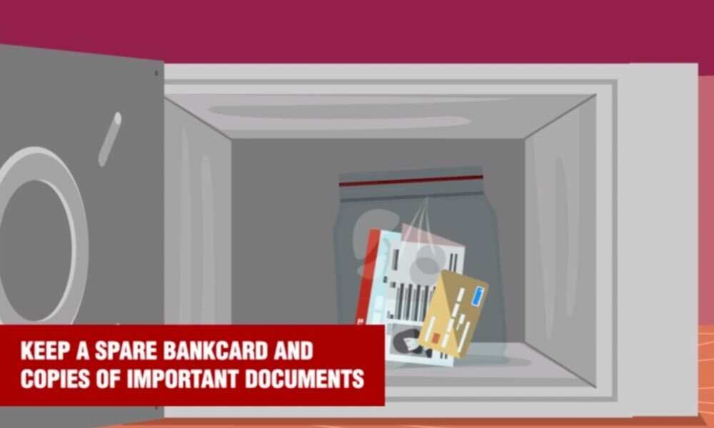 pickpocket tip: keep a spare bankcard and copies of important documents