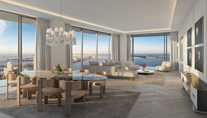 Baccarat Residences Brickell living space