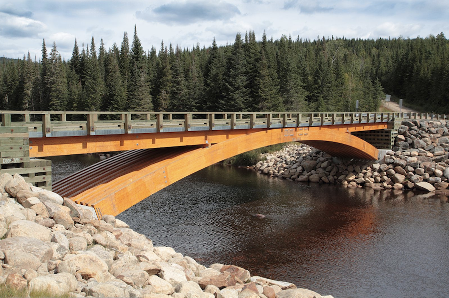 glulam bridge over the Montmorency River in Canada 