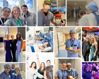 Collage of Anesthesia personnel working in hospital.
