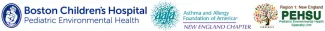 Logos: pediatric environmental health center, allergy and asthma foundation, pehsu