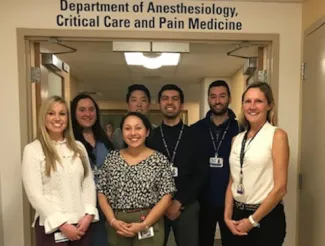 four women and three men in the department of anesthesiology, critical care and pain medicine wing