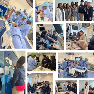 Multiple photos: Boston Children's clinicians work with students from Mother Caroline Academy