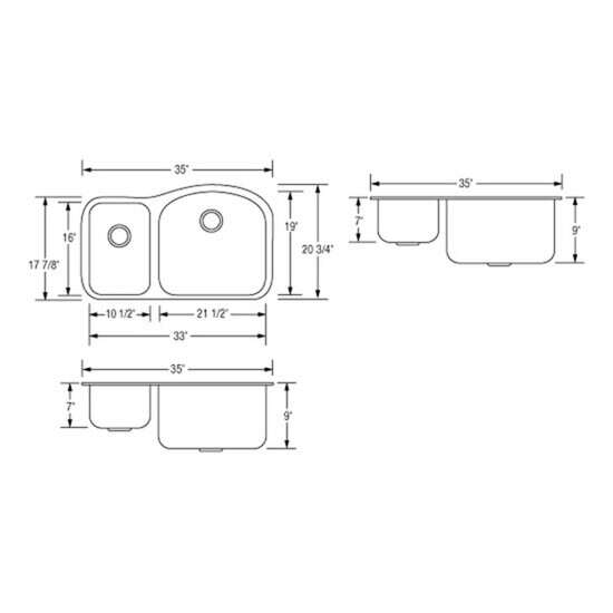 Artisan AR3521D97R-D Sink Dimensions
