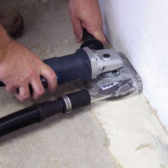 Edge Grinding Concrete with Type G Dust Shroud