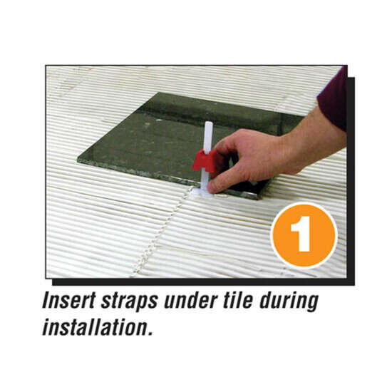 Tuscan Leveling System insert straps under tile during installation