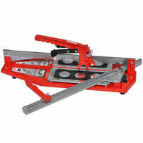 Professional, slide tile cutter. Cuts up to 20 in of the hardest porcelain, floor tile. Large breaker for easy snapping anywhere on tile. Spring loaded pads