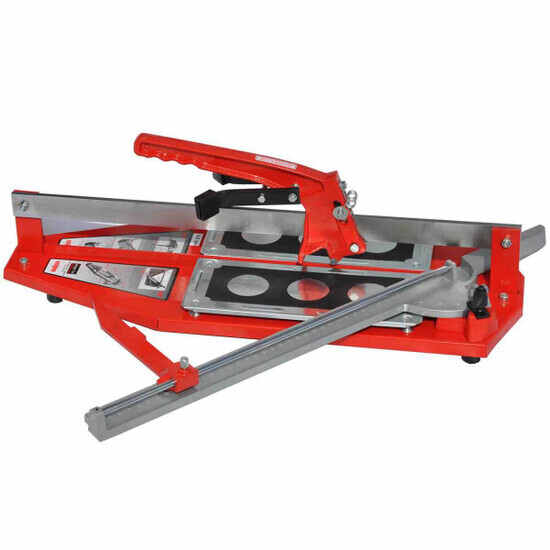 Professional, slide tile cutter. Cuts up to 20 in of the hardest porcelain, floor tile. Large breaker for easy snapping anywhere on tile. Spring loaded pads