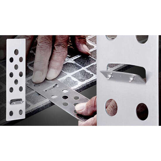 Raimondi Rai-Fix Grooving Tool create the slot in the back of the tile slab. Slot where to insert the RAI-FIX hook