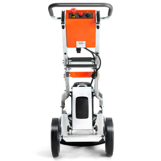 The Back of Husqvarna PG 450 18 inch Floor Grinder with Large Rubber Wheels