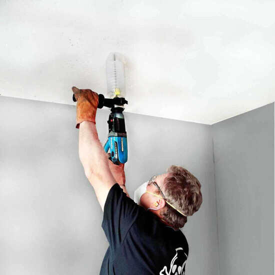 Drilling Ceiling with EcoGuard Type D Dust Cover
