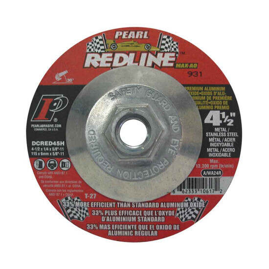Pearl Abrasive 4-1/2 inch Redline Max Depressed Center Wheel