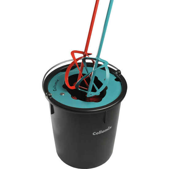 Collomix 8 Gallon MixerClean Bucket After the mixing, dip the stirrer in the bucket filled with water and let the mixer run for a short time