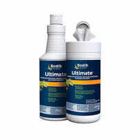 Bostik Ultimate Adhesive Remover 32 oz. bottle and towels, specially formulated to remove all Bostik urethane wood flooring adhesives