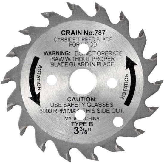 Crain 787 3-3/8 in. Carbide Tipped Replacement Blade for the 775 Crain Toe-Kick saw