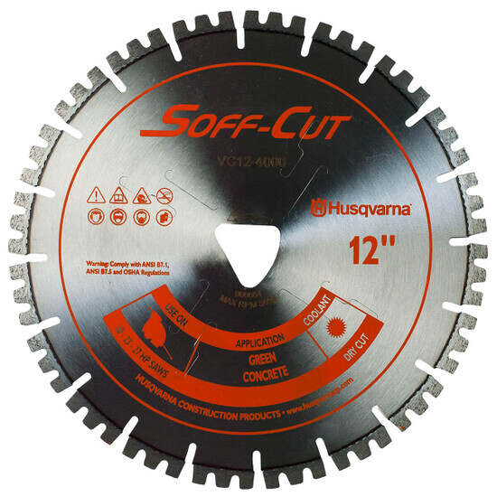 soff-cut vari-cut orange green concrete blade for medium to soft aggregate and abrasive sand