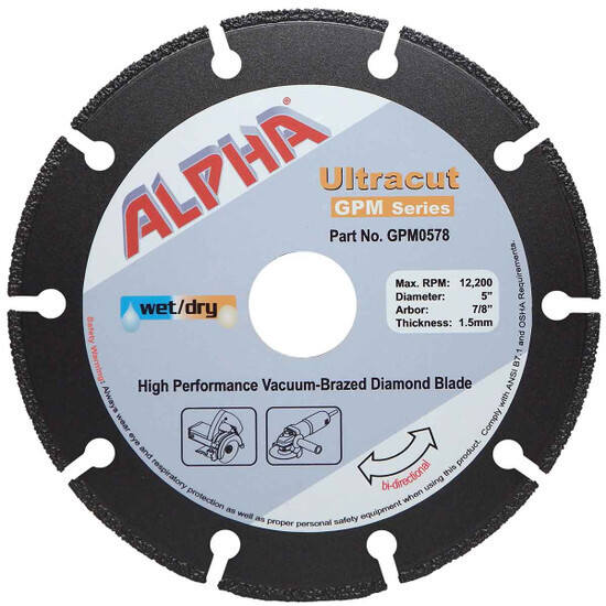 Alpha Ultracut GPM Series 5 inch Diamond Blade (7/8")