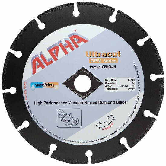 Alpha Ultracut GPM Series 6 inch Diamond Blade (7/8",5/8")