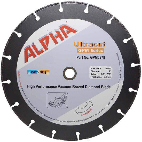 Alpha Ultracut GPM Series 9 inch Diamond Blade (7/8",5/8")