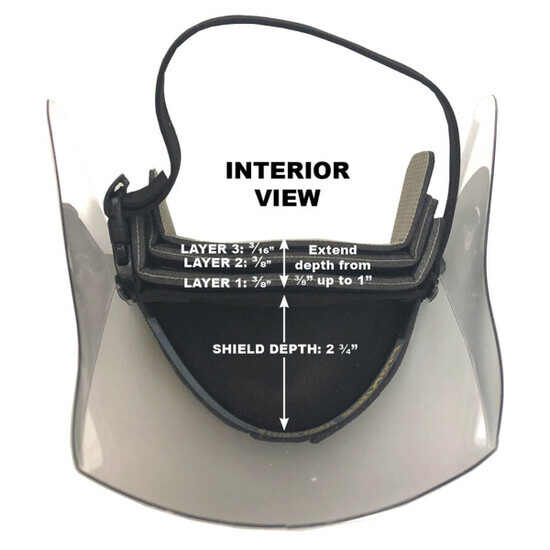 Face shield extender up to 1" of foam