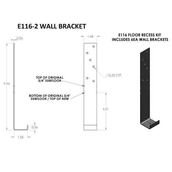 Ebbe E116-2 Floor Recess Kit Wall Bracket