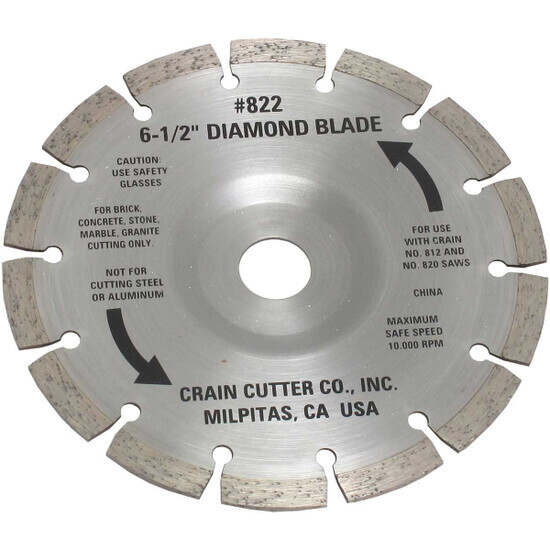 Crain 822 Segmented Diamond Blade For dry undercutting tile, stone, concrete, brick marble and granite, Crain 812 Super Cut Saw