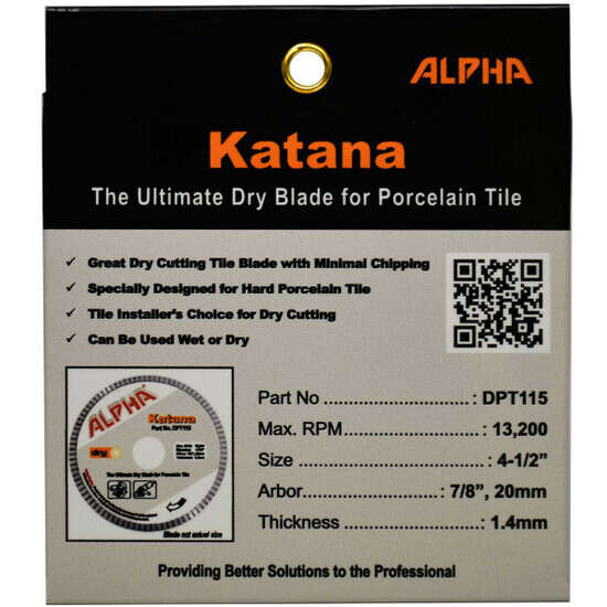 Alpha Katana Dry Tile Blade specification