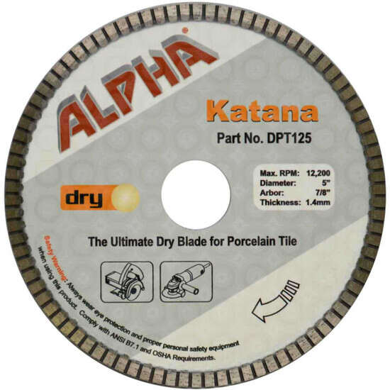 Alpha Katana Dry Tile Saw Blade cutting porcelain Wet Stone Cutter or popular angle grinder