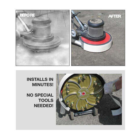 Buff Vacuum attachment before and after for floor machine