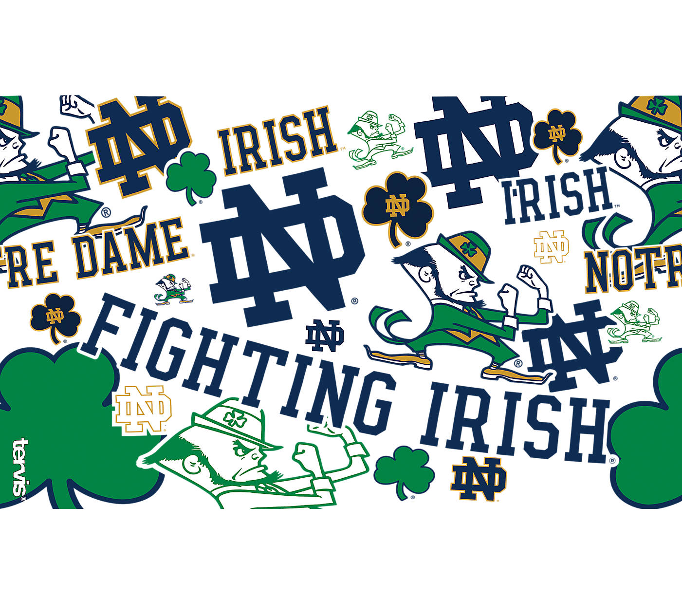 Clear Tervis 1277383 Notre Dame Fighting Irish All Over Tumbler with Wrap and Navy Lid 10oz Wavy 