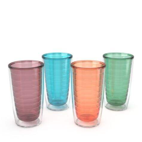Clear and Colorful Tabletop Collection, 16oz Tumbler, 4 Pack, Assorted