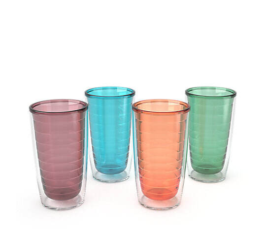 Clear and Colorful Tabletop Collection, 16oz Tumbler, 4 Pack, Assorted