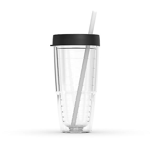 Tumbler with Reusable Straw and Lid