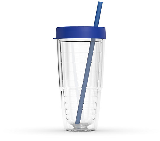 Tumbler with Reusable Straw and Lid
