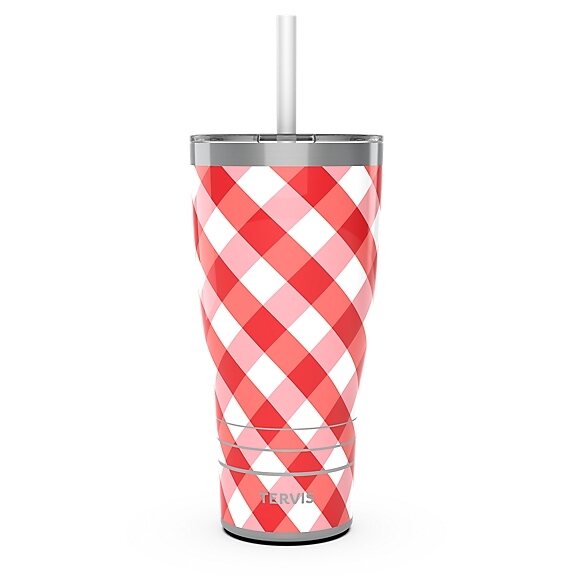 Picnic Gingham 30oz Stainless Steel with Straw