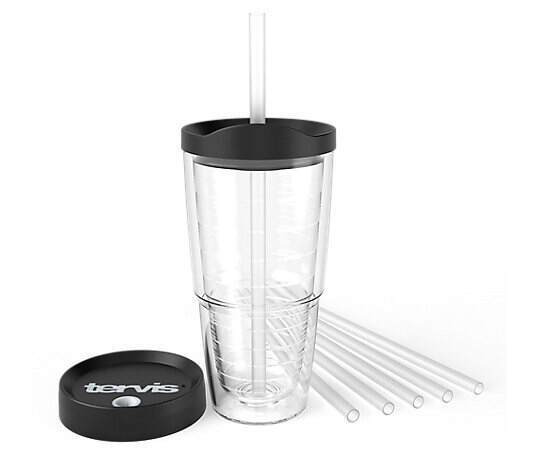 Clear 24oz Tumbler and Black Accessories