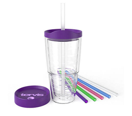 Clear 24oz Tumbler and Purple Accessories