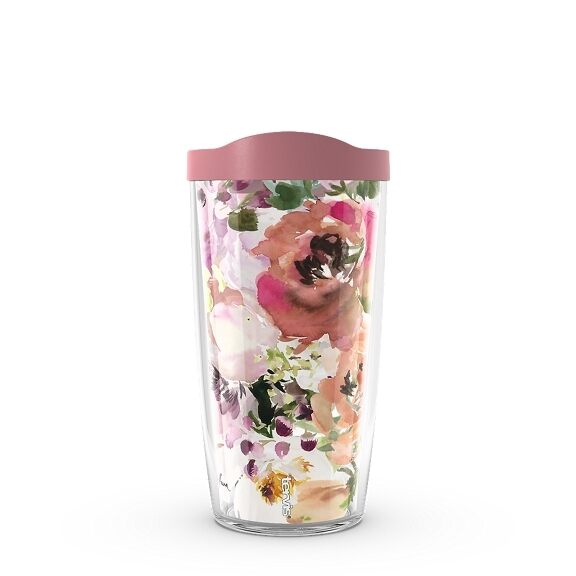 Clear 16oz Tervis 1287598 Ice Cream Cones Insulated Tumbler with Wrap and Fuschia Lid