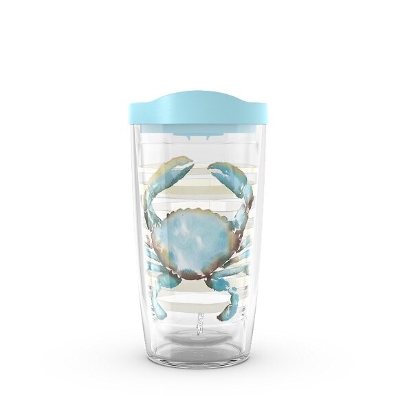 Tervis 16 oz Clear Mr Right Mustache Tumbler with Wrap and Blue Lid 