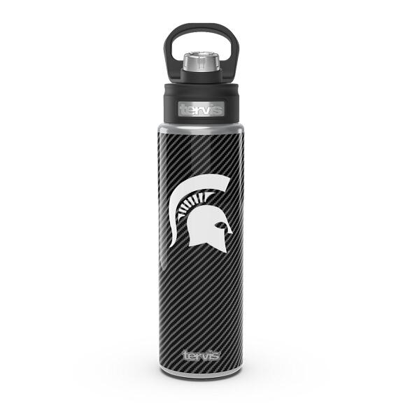 Tervis 1232317 Michigan State Spartans Helmet Insulated Tumbler with Emblem and Hunter Green with Gray Lid 24oz Water Bottle Clear