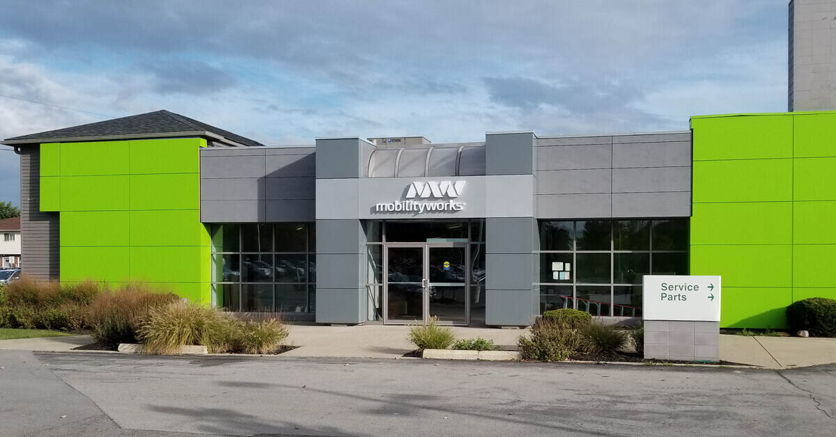 Exterior del showroom de MobilityWorks en Buffalo