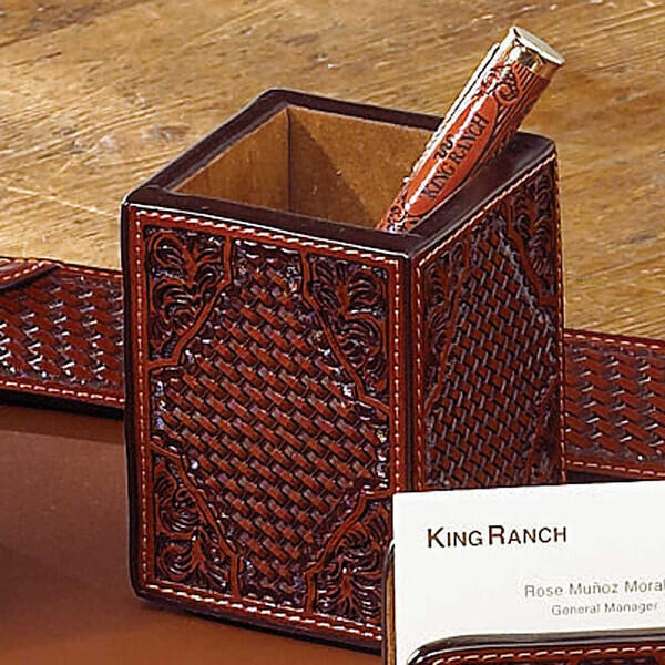 Leather Office Desk Accessories, Tooled Leather Desk Pad