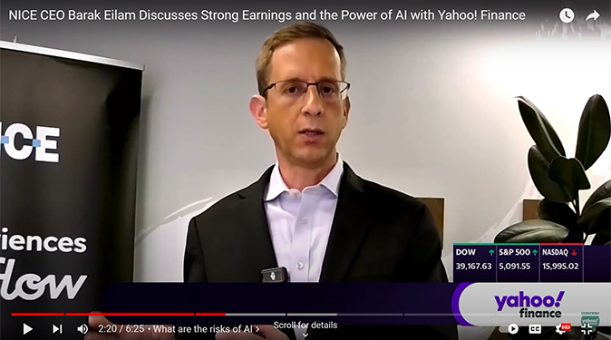 NICE CEO Barak Eilam discussed strong earnings and the power of AI with Yahoo! Finance.